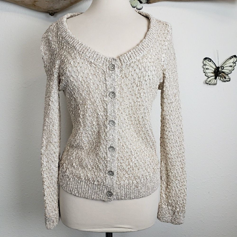 NIC+ZOE metallic thread button up cardigan